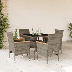 Set comedor jardín 5 pzas y cojines ratán sintético vidrio gris by vidaXL, Garden sets - Ref: Foro24-3278706, Price: 351,96 €...