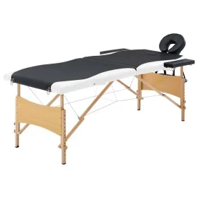 Folding massage table 2 zones black and white wood by vidaXL, massage tables - Ref: Foro24-110204, Price: 146,58 €, Discount: %
