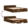 Smoked oak engineered wood bed with drawers 140x190 cm by vidaXL, Beds and slatted bases - Ref: Foro24-3280766, Price: 170,82...