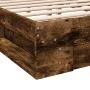 Smoked oak engineered wood bed with drawers 140x190 cm by vidaXL, Beds and slatted bases - Ref: Foro24-3280766, Price: 170,82...