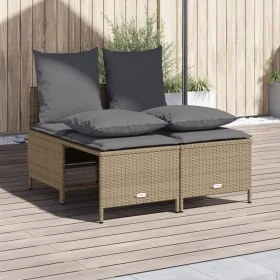 Gartensitzgruppe mit 4-teiligen Sofas und Kissen aus synthetischem Rattan in Beige. von vidaXL, Gartensets - Ref: Foro24-3683...