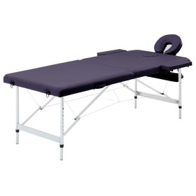 Camilla de masaje plegable 2 zonas aluminio morado