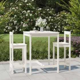 Set aus Tisch und hohen Gartenhockern 3 Stück Zirbenholz weiß von vidaXL, Gartensets - Ref: Foro24-3154736, Preis: 194,66 €, ...