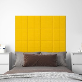 Paneles de pared 12 uds terciopelo amarillo 30x30 cm 1,08 m²