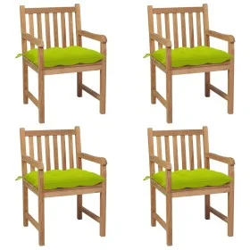 Gartenstühle 4 Stk. Teakholz und hellgrüne Kissen von vidaXL, Gartenstühle - Ref: Foro24-3073030, Preis: 596,78 €, Rabatt: %