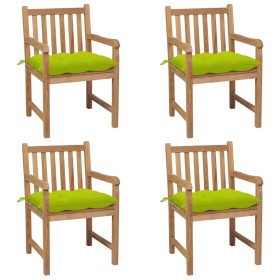 Gartenstühle 4 Stk. Teakholz und hellgrüne Kissen von vidaXL, Gartenstühle - Ref: Foro24-3073030, Preis: 621,92 €, Rabatt: %