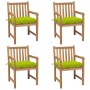 Gartenstühle 4 Stk. Teakholz und hellgrüne Kissen von vidaXL, Gartenstühle - Ref: Foro24-3073030, Preis: 621,92 €, Rabatt: %