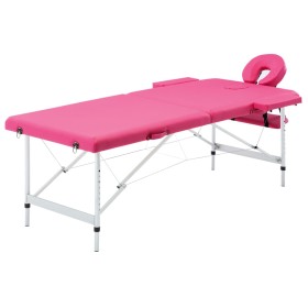 Camilla de masaje plegable 2 zonas aluminio rosa