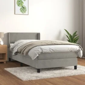 Box spring bed with light gray velvet mattress 100x200 cm by vidaXL, Beds and slatted bases - Ref: Foro24-3130823, Price: 304...