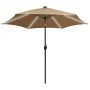 Umbrella with LED lights and a 300 cm gray taupe aluminum pole by vidaXL, Umbrellas - Ref: Foro24-47363, Price: 110,92 €, Dis...