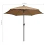Umbrella with LED lights and a 300 cm gray taupe aluminum pole by vidaXL, Umbrellas - Ref: Foro24-47363, Price: 110,92 €, Dis...