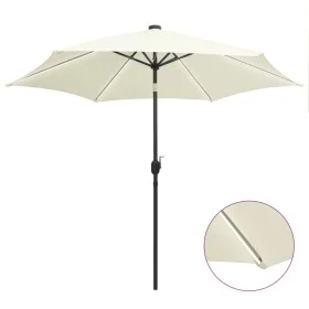 Regenschirm mit LED-Leuchten und weißem Sand Aluminiumstange 300 cm von vidaXL, Sonnenschirme - Ref: Foro24-47361, Preis: 117...
