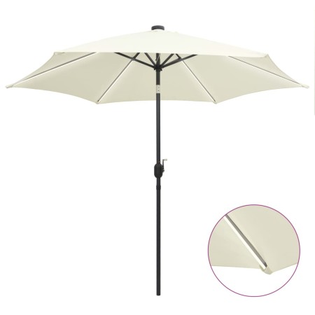 Regenschirm mit LED-Leuchten und weißem Sand Aluminiumstange 300 cm von vidaXL, Sonnenschirme - Ref: Foro24-47361, Preis: 120...