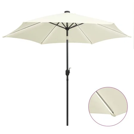 Umbrella with LED lights and white sand aluminum pole 300 cm by vidaXL, Umbrellas - Ref: Foro24-47361, Price: 117,56 €, Disco...