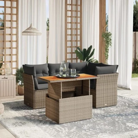 Garden sofa set with 5-piece synthetic rattan gray cushions by vidaXL, Garden sets - Ref: Foro24-3270815, Price: 347,49 €, Di...