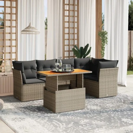 Garden sofa set with 5-piece synthetic rattan gray cushions by vidaXL, Garden sets - Ref: Foro24-3270822, Price: 395,03 €, Di...