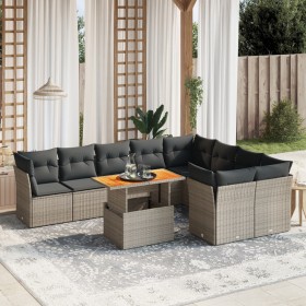 Garden sofa set 10 pieces with gray synthetic rattan cushions by vidaXL, Garden sets - Ref: Foro24-3271011, Price: 609,09 €, ...