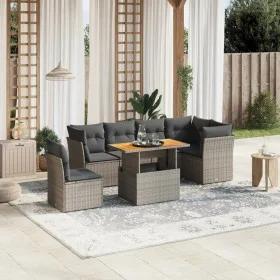 7-teilige Gartensofagarnitur mit grauen PE-Rattankissen von vidaXL, Gartensets - Ref: Foro24-3270857, Preis: 450,75 €, Rabatt: %