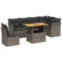 7-piece garden sofa set with gray PE rattan cushions by vidaXL, Garden sets - Ref: Foro24-3270857, Price: 449,73 €, Discount: %