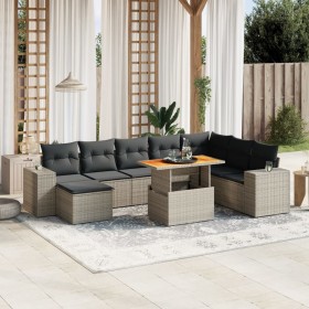 Garden furniture set 9 pieces and gray synthetic rattan cushions by vidaXL, Garden sets - Ref: Foro24-3272775, Price: 574,77 ...