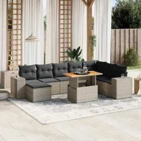 Garden furniture set 9 pieces and gray synthetic rattan cushions by vidaXL, Garden sets - Ref: Foro24-3272775, Price: 582,97 ...