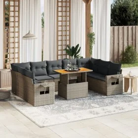 Garden sofa set 10 pieces with gray synthetic rattan cushions by vidaXL, Garden sets - Ref: Foro24-3271900, Price: 627,28 €, ...