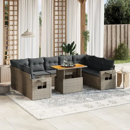 Garden sofa set 10 pieces with gray synthetic rattan cushions by vidaXL, Garden sets - Ref: Foro24-3271900, Price: 627,28 €, ...