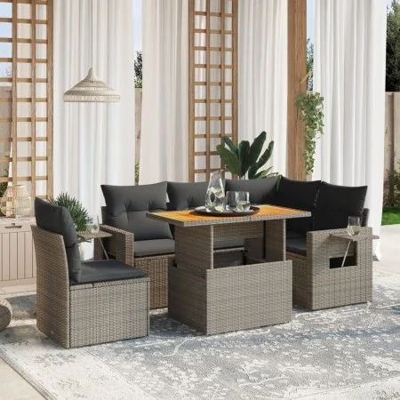 6-piece garden furniture set with gray synthetic rattan cushions by vidaXL, Garden sets - Ref: Foro24-3271760, Price: 411,02 ...