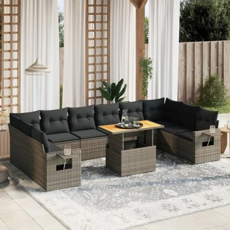 Garden sofa set 11 pieces and gray synthetic rattan cushions by vidaXL, Garden sets - Ref: Foro24-3271928, Price: 685,48 €, D...