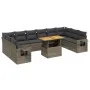 Garden sofa set 11 pieces and gray synthetic rattan cushions by vidaXL, Garden sets - Ref: Foro24-3271928, Price: 685,48 €, D...