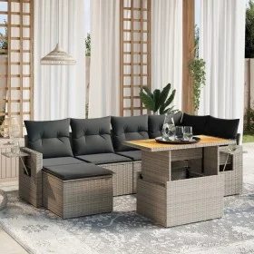 7-piece garden sofa set with gray PE rattan cushions by vidaXL, Garden sets - Ref: Foro24-3271858, Price: 450,86 €, Discount: %