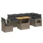 7-piece garden sofa set with gray PE rattan cushions by vidaXL, Garden sets - Ref: Foro24-3271781, Price: 468,10 €, Discount: %
