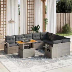 Garden sofa set 10 pieces with gray synthetic rattan cushions by vidaXL, Garden sets - Ref: Foro24-3271914, Price: 629,77 €, ...