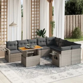 Garden sofa set 10 pieces with gray synthetic rattan cushions by vidaXL, Garden sets - Ref: Foro24-3271914, Price: 627,28 €, ...