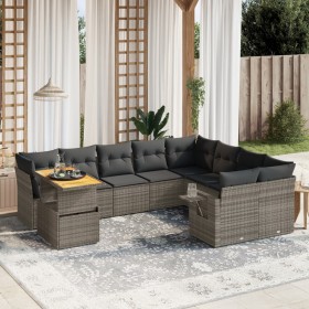 Garden sofa set 10 pieces with gray synthetic rattan cushions by vidaXL, Garden sets - Ref: Foro24-3271921, Price: 629,77 €, ...