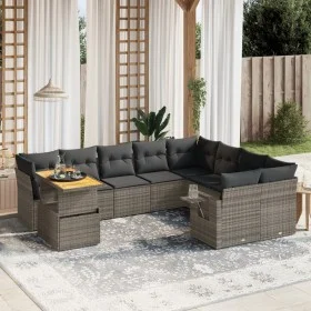 Garden sofa set 10 pieces with gray synthetic rattan cushions by vidaXL, Garden sets - Ref: Foro24-3271921, Price: 627,28 €, ...