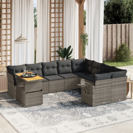 Garden sofa set 10 pieces with gray synthetic rattan cushions by vidaXL, Garden sets - Ref: Foro24-3271921, Price: 629,77 €, ...