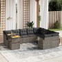 Garden sofa set 10 pieces with gray synthetic rattan cushions by vidaXL, Garden sets - Ref: Foro24-3271921, Price: 629,77 €, ...