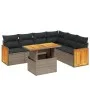 7-piece garden sofa set with gray PE rattan cushions by vidaXL, Garden sets - Ref: Foro24-3273979, Price: 469,33 €, Discount: %