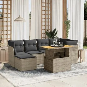 7-teilige Gartensofagarnitur mit grauen PE-Rattankissen von vidaXL, Gartensets - Ref: Foro24-3275482, Preis: 445,67 €, Rabatt: %