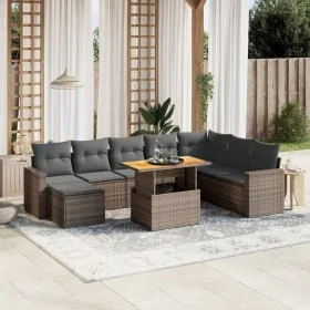 Garden furniture set 9 pieces and gray synthetic rattan cushions by vidaXL, Garden sets - Ref: Foro24-3275629, Price: 565,84 ...