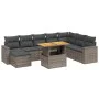 Set de muebles de jardín 9 pzas y cojines ratán sintético gris de vidaXL, Conjuntos de jardín - Ref: Foro24-3275629, Precio: ...