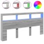 Bettkopfteil mit LED-Licht Sonomagrau 200x17x102 cm von vidaXL, Kopf- und Fußteile - Ref: Foro24-839222, Preis: 110,79 €, Rab...