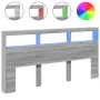 Bettkopfteil mit LED-Licht Sonomagrau 200x17x102 cm von vidaXL, Kopf- und Fußteile - Ref: Foro24-839222, Preis: 109,47 €, Rab...