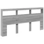 Bettkopfteil mit LED-Licht Sonomagrau 200x17x102 cm von vidaXL, Kopf- und Fußteile - Ref: Foro24-839222, Preis: 109,47 €, Rab...