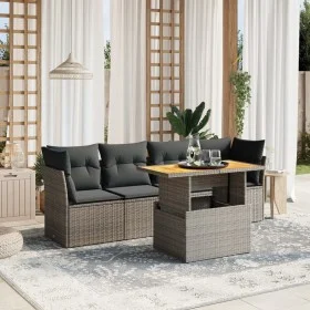Juego de sofás jardín con cojines 5 pzas ratán sintético gris von vidaXL, Gartensets - Ref: Foro24-3270668, Preis: 322,59 €, ...
