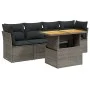 Juego de sofás jardín con cojines 5 pzas ratán sintético gris by vidaXL, Garden sets - Ref: Foro24-3270668, Price: 322,59 €, ...
