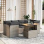 Set de sofás de jardín 7 piezas con cojines ratán PE gris de vidaXL, Conjuntos de jardín - Ref: Foro24-3270689, Precio: 454,6...