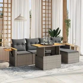 6-piece garden furniture set and gray synthetic rattan cushions by vidaXL, Garden sets - Ref: Foro24-3273496, Price: 388,07 €...