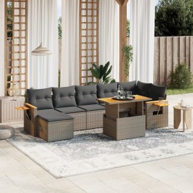 8-teiliges Gartensofa-Set und graue synthetische Rattankissen von vidaXL, Gartensets - Ref: Foro24-3273629, Preis: 508,22 €, ...